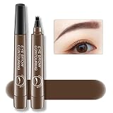Augenbrauenstift, Eyebrow Pen, Wasserfester Augenbrauen-Stift, Microblading Brauenstift, 24 Stunden Lang Haltbar, Wischfest, Natürlich Aussehende (2# Dark Brown)
