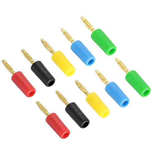 PATIKIL 10 Pack Banana Plugs Connector Speaker Banana Plug Connectors Solder Type 2mm Gold-Plated Copper for Speaker Wires Sound Systems