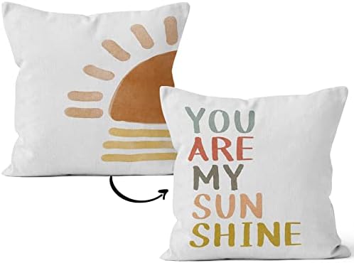 HIWX Abstract Boho Sun You are My Sunshine Decorative Pillowcase Throw Pillow Cover, Modern Art Sun Shine for Sofa Bed Baby Room Home Nursery Decor 18 x 18 Inch Reversible Pillow Case