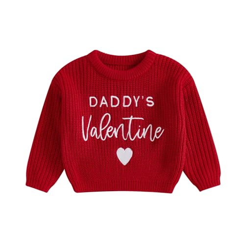Pull tricoté pour bébé fille garçon avec motif cœur et lettre brodés