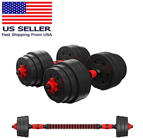 Zoogamo Adjustable Weight Dumbbells Set to 88Lbs, Free Weight Dumbbell with Connecting Rod Used As Dumbbell Barbell set, for Men and Women Home Gym Work Out Training Fitness Equipment All-Purpose
