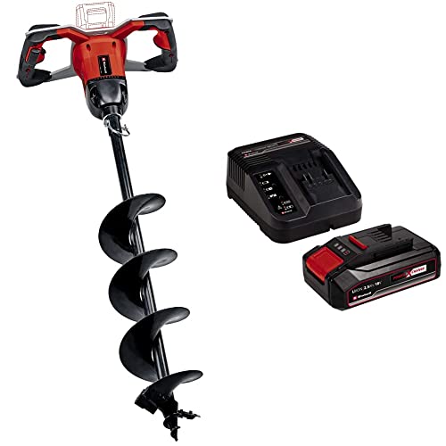 Einhell Power X-Change 18V Cordless Fence Auger with Battery and Charger - 150mm Auger Post Hole Digger, Brushless Soil Drill - GP-EA 18/150 Li Post Hole Borer + 2.5Ah Starter Kit