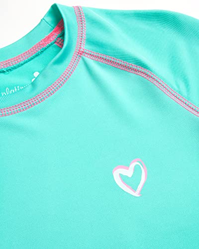 Image of Pink Platinum Girls Rash Guard Shirt - 2 Pack UPF50+ Sun Protection Quick-Dry Swim Shirt Short Sleeve Rash Guard for Girls
