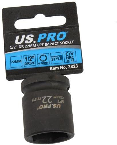 US PRO Tools 22mm Impact Socket 1/2" Drive 6 Point Single Hex 3823