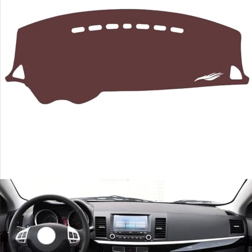 Anti-Slip Sun-Proof Dashboard Cover Compatible with Mitsubishi Leancer, Premium Leather (Brown)