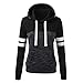 Produktbild TOPKEAL Frauen Hoodie Pullover Damen Kapuzenpullover Streifen Sweatshirt Winterpullover Langarm Jacke mit Kapuze Tasche Tunnelzug Mantel Tops Blouse Pulli (Schwarz 1, S)