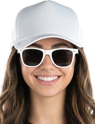 Image of Funky Junque Foam Trucker Hat, Trucker Hats for Women & Men - Blank Adjustable Snapback Mesh Back Baseball Cap