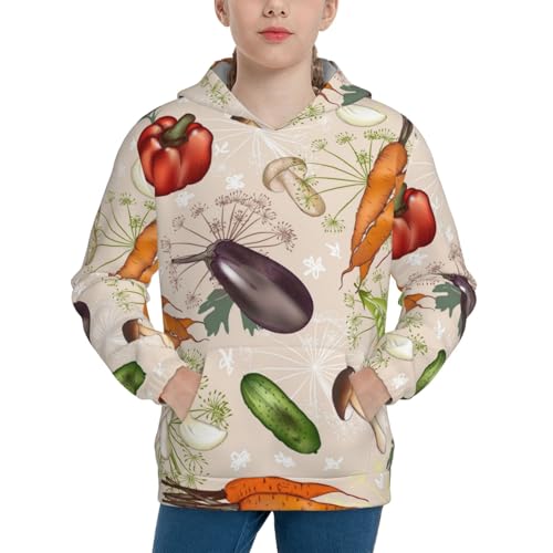Cute Vegetables Kids Pullover Hoodies Boys Sweatshirts Girls Athletic Clothes with Pocket