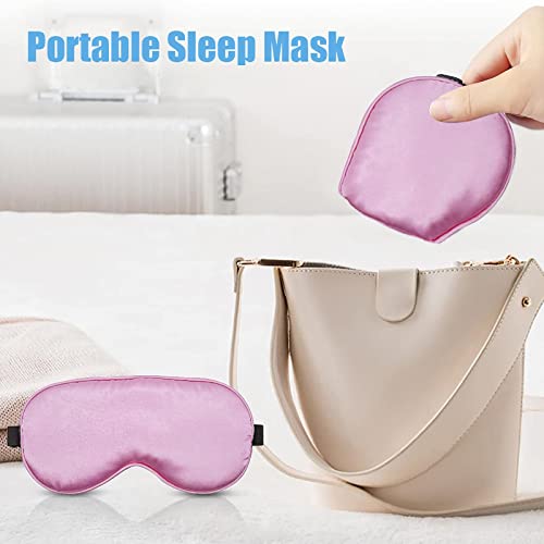 Sleep Mask Night Cover Eye Sleeping Silk Satin Masks For Women, Blindfold For Airplane Travel Adjustable Strap (Pink) #TOP3