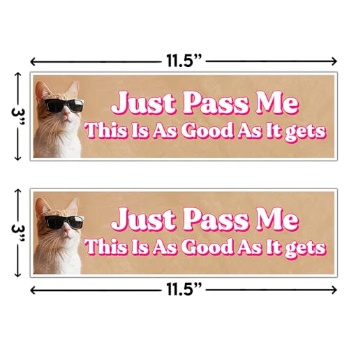 Image of Just Pass Me This is As Good As It gets Bumper Sticker Just Pass Me Bumper Sticker Go Around Bad Driver New Driver Old Cute Cat Meme [11.5 inchx3 inch]
