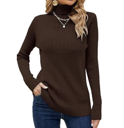 Image of SANGTREE Women's Cable Knit Sweater Long Sleeve Turtleneck Tops | Breathable and Warm Fabric Adapts to Climate Change,Making It Ideal for Autumn,Winter and Transitional Spring Days.