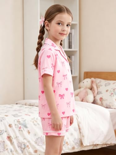 LANKMEI 100% Cotton Womens Short Sleeve Pajama Sets, Pink Bow, XX-Large - image 3