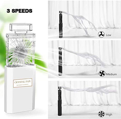 Mini ventilateur de poche portable rechargeable USB à 3 vitesses avec diffuseur de parfum