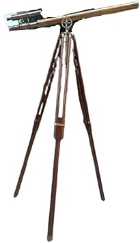 Nautical Tripod Double Barrel Telescope Vintage Antique Finish - Brass Made Classical Nautical Decor