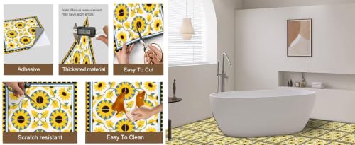 Image of Moroccan Tile Stickers | Waterproof Self Adhesive Peel & Stick Tile Decals for Kitchen Backsplash, Bathroom Wall, Floor, Furniture & Glass (4x4 Inch, Design 37)