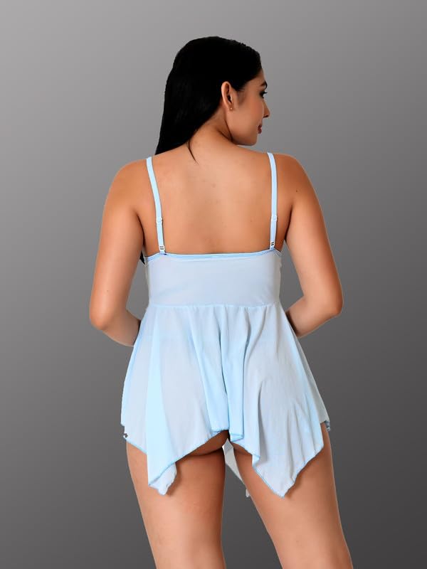 Image of Babydoll Lace Nighty with Adjustable Straps Above Knee V Neck S-3XL