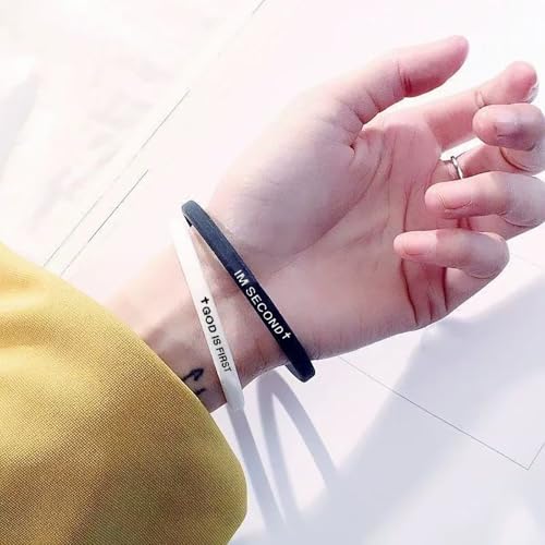 GOD IS FIRST BRACELET,IM Second Christian Rubber Inspirational Bible Verses Bracelets Motivational Jewelry Gifts for Men Women4