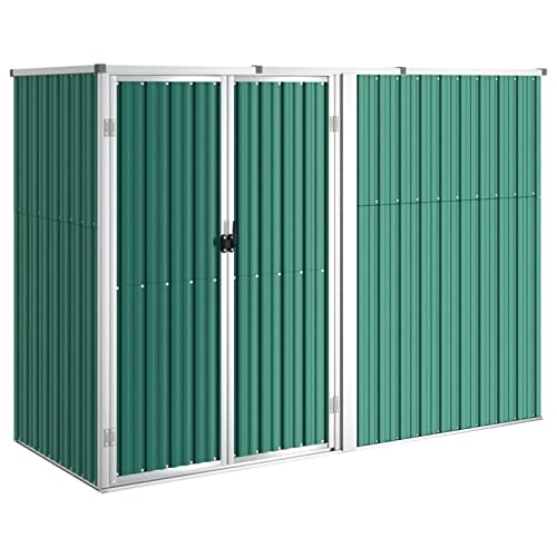 Tidyard Garden Shed Garden Tool Shed Steel Outdoor Storage Shed Green Gardening Tool StorageGreen 225x89x161 cm Galvanised Steel