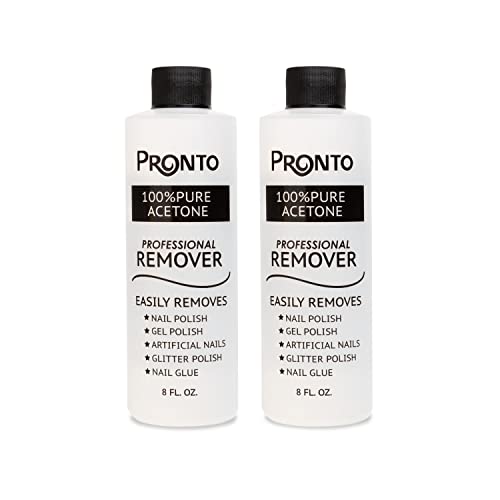 Pronto 100% Acetone Gel Nail Polish Remover - Gel Polish Remover For Nails | Acetone Nail Polish Remover & Gel Remover For Nails, Glue, Gel, Acrylic & Dip | Acetone 100 Percent, 8 Fl Oz (Pack Of 2) #TOP10