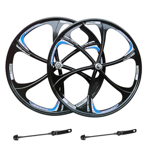 ZCXBHD 26" ܂肽ݎ]ԗp }OlVE BMX zC[Zbg 6 {X|[N s[X\ ]ԃfBXNu[LΉ 100/135mm nu 6-9[^[(Black-Blue,Pair)