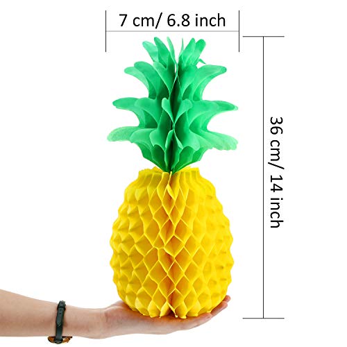 6 Pieces 14 Inch Pineapple Honeycomb Centerpieces Tissue Paper Pineapple Table Hanging Decorations For Tropical Luau Hawaiian Jungle Party #TOP3