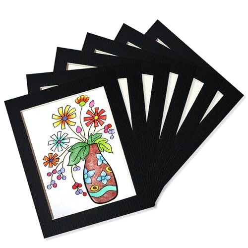 Haojiaho アートフレーム 6個セット 18.8*23.9cm 子供の絵 展示用 フォトフレーム 壁掛け 紙製 絵画教室 絵 展示 ペーパーフォトフレーム 超軽量 厚紙製 黒 子供の 美術工房 美術展 美術研修室 教育機関 学校 幼稚園 絵画展示 壁額 お絵描き インテリア シンプル 写真飾り 額縁 おしゃれ 透明保護フィルム 壁掛け用粘着シート 付き