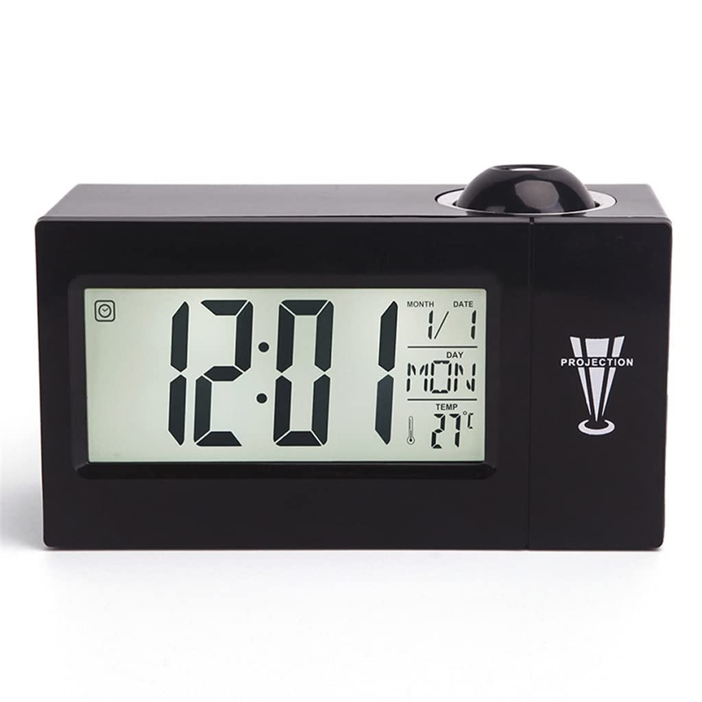NSUQOA LELED Digital Projection Alarm Clock Temperature Thermometer Desktop Time Date Display Projector Calendar D