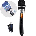 Alvoxcon USB Wireless Microphone, UHF Dynamic mic for Android, PC Computer, Laptop, PA, Podcasting, Vlogging, YouTube, Vocal Recording, Gaming, Singing Practice (System with USB Receiver)