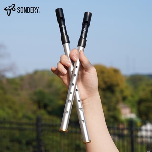 Image of Sondery Irish Tin Whistles Set Key of C and Key of D Made from Aluminum Clear Bright Sound with Crisp Response of Wide Range Octaves Penny Whistles