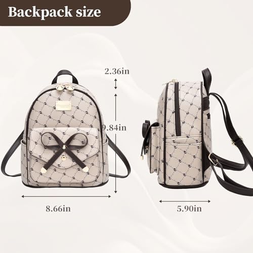 Image of I IHAYNER Girls Bowknot Cute Leather Backpack Mini Backpack Purse for Women