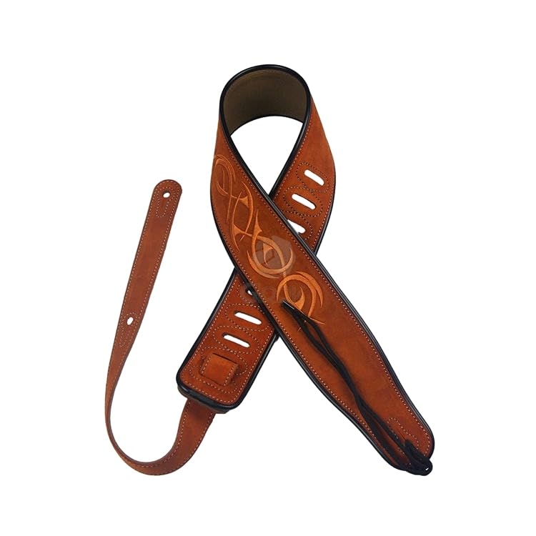 Correa de guitarra de cuero genuino Jacquard marrón de 55MM de ancho correa de hombro para guitarra acústica para guitarras eléctricas longitud ajustable 90-135CM