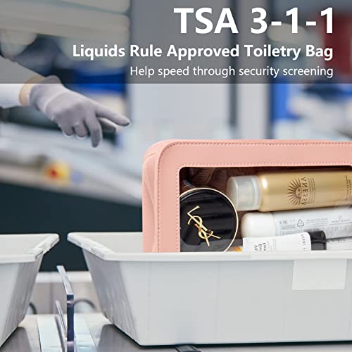 Image of LETGO Clear Makeup Bags, TSA Approved Toiletry Bag with Zipper, Makeup Organizer for Carry-on Travel Essentials, Car Accessories Organizers Storage for Women Men (Clear-Pink)