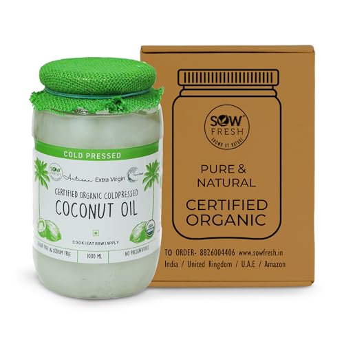 Image of Sow Fresh Grown By Nature Organic Cold Pressed Extra Virgin Coconut Oil, 1 Liter
