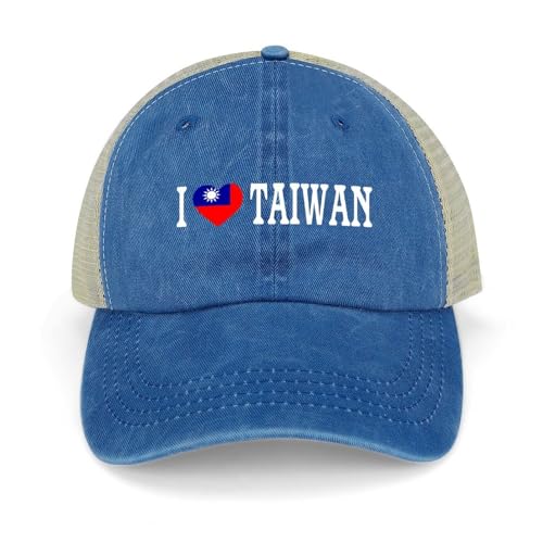 Yelolyio I Love Taiwan Casquettes de baseball drapeau de Taiwan Casquettes en coton Chapeau de soleil Casquettes patriotiques pour hommes et femmes Casquettes en maille Casquettes de sports de plein