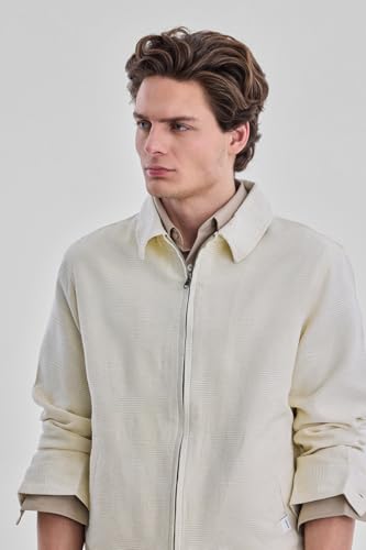 Image of SNITCH Men Casual Jacket | Regular Fit Textured Pattern With Lapel Collar & Full Sleeve | Polyester Blend Zip Closure For Everyday Street Style & Layering