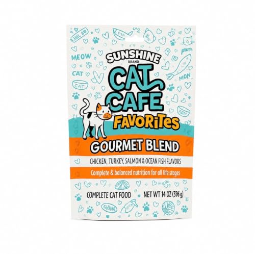 SUNSHINE CAT CAFE Bag Gourmet Blend 14OZ, Dry Cat Food for Indoor Cats Indoor Entr&eacute;e Chicken Turkey...