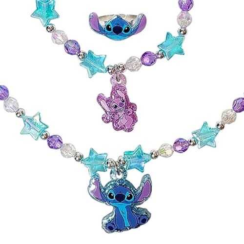LUV HER Stitch Play Jewelry Set 3 Piece Princess Toys | Jewelry Set Box with Beaded Necklace for Girls - Toddler Bracelets and Girl Ring | Toddler Girl Toys | Kids Jewelry | Princess Dress up Ages 3+