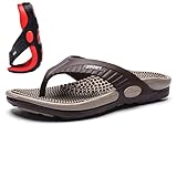 NENGMAON Men'S Crocodile Print Platform Beach Sandals with Arch Support Fashion Buckle Decor Round toe Soft Bottom Non-Slip Outdoor Walking Work Pillow Slides Sandals (Khaki,7.5)