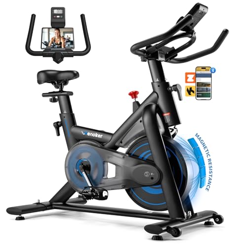 Wenoker Heimtrainer Fahrrad mit App, Leises Ergometer Hometrainer Fahrrad mit Magnetwiderstand, Spinning Bike Indoor Fitnessbikes für Kardio-Training zu Hause, Bis 160KG