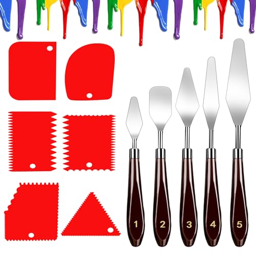 Repino Malmesser-Set – 2 Praktische Spachtel Für Öl- & Acrylfarben, Verschiedene Formen
