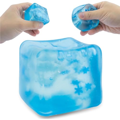 YALiya Bola anti-stress adultos mão, bloco de gelo, bola anti-stress brinquedos anti-stress gelo transparente TPR Squishy bolas anti-stress brinquedos sensoriais, para crianças e adultos