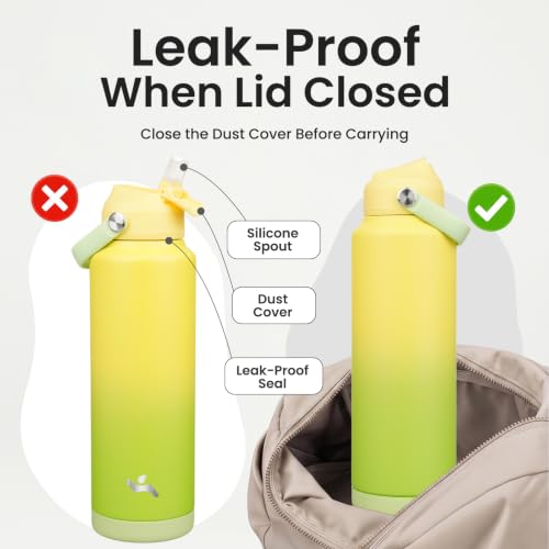 Image of Konokyo 40 oz Insulated Stainless Steel Sports Water Bottle with Straw Lid