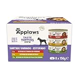 Applaws Comida Húmeda para Perros Natural, Surtido de Carne sin Granos con Verduras en Estofado, Paquete de 8 Latas de 156g