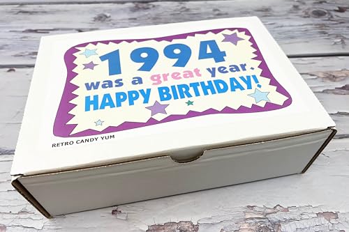 RETRO CANDY YUM ~ 1994 30th Birthday Gift Box Nostalgic Candy Assortment from Childhood for 30 Year Old Man or Woman Born 1994 Jr