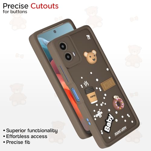 Image of Amazon Basic Back Cover for Moto G34 / G45 5G | Cute Fun Cartoon 3D Bear Silicone Full Body Protection Bumper Cover (Brown)