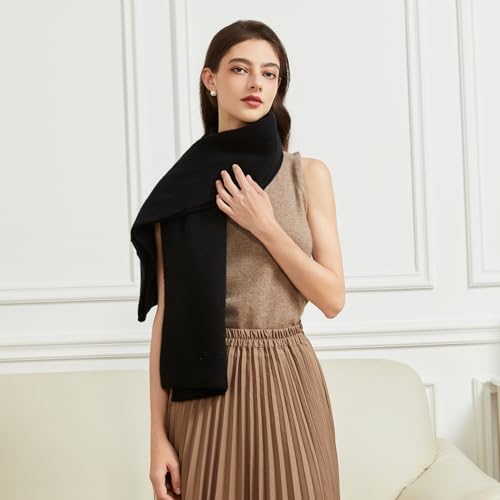 Women's Lightweight Wool Shawl Wrap Scarf with Sleeves Outer Warm Knitted Open Front Poncho Cape Fall Winter4