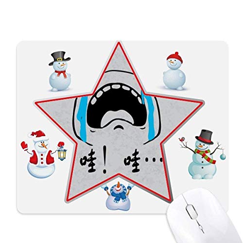 Tapis de souris bonhomme de neige noir et mignon motif smiley chatoyant