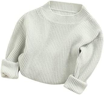 Goelsakurara Toddler Baby Boy Girl Fall Winter Knit Sweater Long Sleeve Solid Color Pullover Top Warm Sweatsuit (A-Silver, 2-3T, 2_Years)