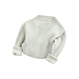 Goelsakurara Toddler Baby Boy Girl Fall Winter Knit Sweater Long Sleeve Solid Color Pullover Top War