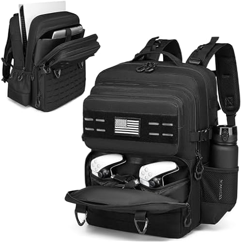 BISKLNDN Tactical Travel Backpack for PS5/PS5 Slim/Pro/PS4 Console